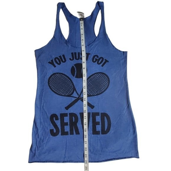 Next Level Apparel blue You Just Got Served tennis racerback tank top sz S - Picture 10 of 11
